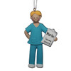 image of Blue Scrubs Male Holding Clipboard - Blonde Hair ornament