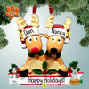 Personalized Reindeer Couple with Holly Christmas Ornament