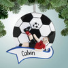 image of Soccer Boy with Banner - Brown Hair ornament