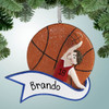 Christmas Ornament of Basketball Boy with Large Banner - Brown Christmas Ornament of Basketball Boy with Large Banner - Brown