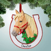 Christmas Ornament of Tan Horse with Horseshoe