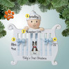 image of Baby Boy in Crib ornament with Pets