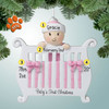 Christmas Ornament of Baby Girl in Crib 1st Christmas Ornament of Baby Girl in Crib 1st