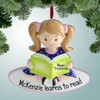 image of Reading Girl with Green Book ornament