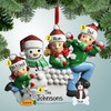 image of Snowfight Family with Snowman - 3 ornament