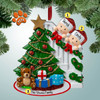 Christmas Ornament of Peeking Around Tree Family - 2 Christmas Ornament of Peeking Around Tree Family - 2