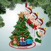 Christmas Ornament of Peeking Around Tree Family - 4 Christmas Ornament of Peeking Around Tree Family - 4