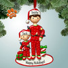 Single Dad with child in Red Pajamas Personalized Christmas Ornament