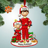 Single Dad with child in Red Pajamas Personalized Christmas Ornament