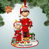 Single Dad with child in Red Pajamas Personalized Christmas Ornament