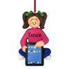 image of Sitting Girl with Tablet - Brown ornament
