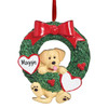 image of Yellow Lab Hanging from Wreath ornament