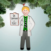 Christmas Ornament of Doctor with Green Shirt Male - Blonde Hair