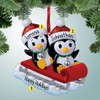 Christmas Ornament of Penguin Sledding Couple Christmas Ornament of Penguin Sledding Couple