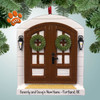 image of Brown Double Doors with Wreaths Personalized Christmas Ornament