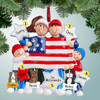 image of Family Holding American Flag - 4 Personalized Christmas Ornament