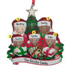 image of Mixed Race Family of Five Opening Gifts by Christmas Tree ornament