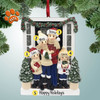 image of Family at Front Door with Garland - 4 Personalized Christmas Ornament