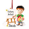 Personalized Artist Boy with Easel Christmas Ornament