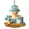 Personalized Beach Boy with Bucket of Sand Christmas Ornament