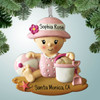 Personalized Beach Girl with Bucket of Sand Christmas Ornament