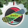 Personalized Checkered Skateboard Christmas Ornament