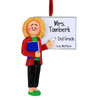 Personalized Teacher with White Board - Blonde Hair Christmas Ornament