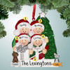 Personalized Posing in Front of Tree with Gifts Family - 4 Christmas Ornament