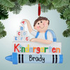 Personalized Kindergarten Boy Stacking Blocks - Brown Hair Christmas Ornament