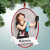 Christmas Ornament of Hair Stylist with Banner - Brown Hair