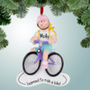 Personalized Girl on Purple Bike - Blonde Hair Christmas Ornament