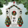 Personalized White Door with Wreath and Xmas Trees Christmas Ornament