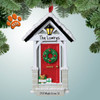 Personalized New Home with Red Door and Snowy Porch Christmas Ornament