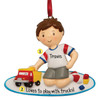 Personalized Boy Playing with Toy Truck Christmas Ornament