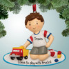 Personalized Boy Playing with Toy Truck Christmas Ornament