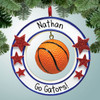 Personalized Hanging Basketball with Stars Christmas Ornament