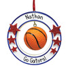 Personalized Hanging Basketball with Stars Christmas Ornament