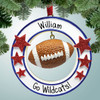 Personalized Hanging Football with Stars Christmas Ornament