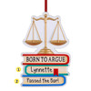 Personalized Born to Argue Lawyer Christmas Ornament