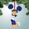 Christmas Ornament of Jumping Cheerleader Blue - Blonde Hair