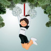 Christmas Ornament of Jumping Cheerleader Black - Brown Hair