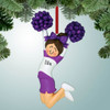 Christmas Ornament of Jumping Cheerleader Purple - Brown Hair Christmas Ornament of Jumping Cheerleader Purple - Brown Hair