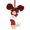 Personalized Jumping Cheerleader Red - Brown Hair Christmas Ornament
