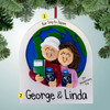 Personalized Traveling Couple with Passports - Female Brown Christmas Ornament