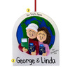 Personalized Traveling Couple with Passports - Female Brown Christmas Ornament