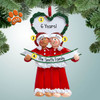 Personalized PJ's Mixed Race Couple with Heart Wreath Christmas Ornament