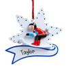 Personalized Downhill Skier with Flake Banner Christmas Ornament