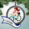 Christmas Ornament of Biker with Banner - Female Christmas Ornament of Biker with Banner - Female