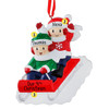 Personalized Couple Riding Red Sled Christmas Ornament