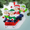 Personalized Family Riding Red Sled - 4 Christmas Ornament